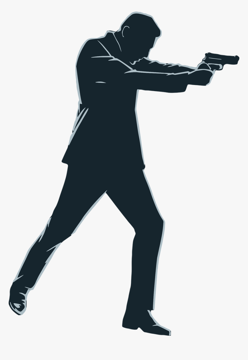 Gun,standing,shooting Shooting,combat Pistol Shooting,illustration - Spy Silhouette, HD Png Download, Free Download