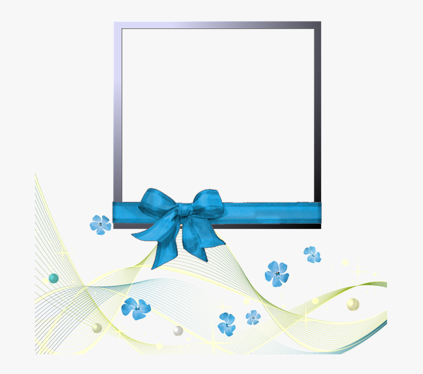 Framework, Frame, Blue, Ribbon, Bow, Wave, Flowers - Ribbon Frame Blue, HD Png Download, Free Download