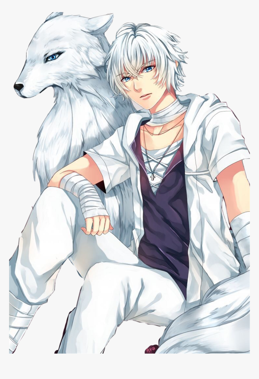 #freetoedit #wolf #animeboy #anime #wolfboy #werewolf - Anime Wolf Boy With White Hair, HD Png Download, Free Download