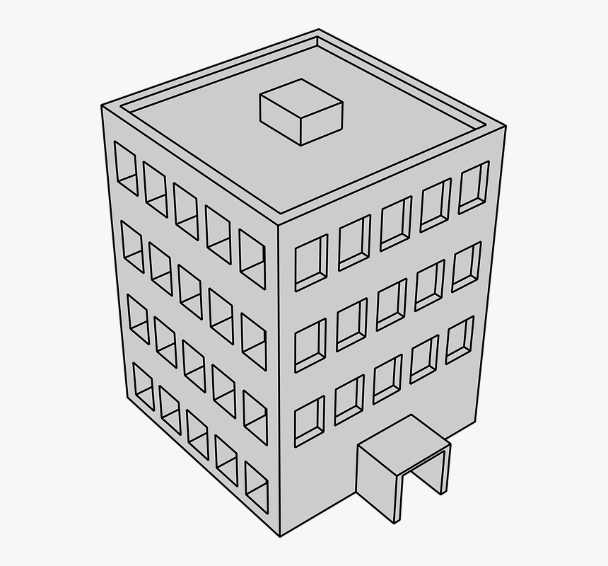 Building, Gray, Drawing, 3d, Perspective - 3d Building Drawing, HD Png Download, Free Download
