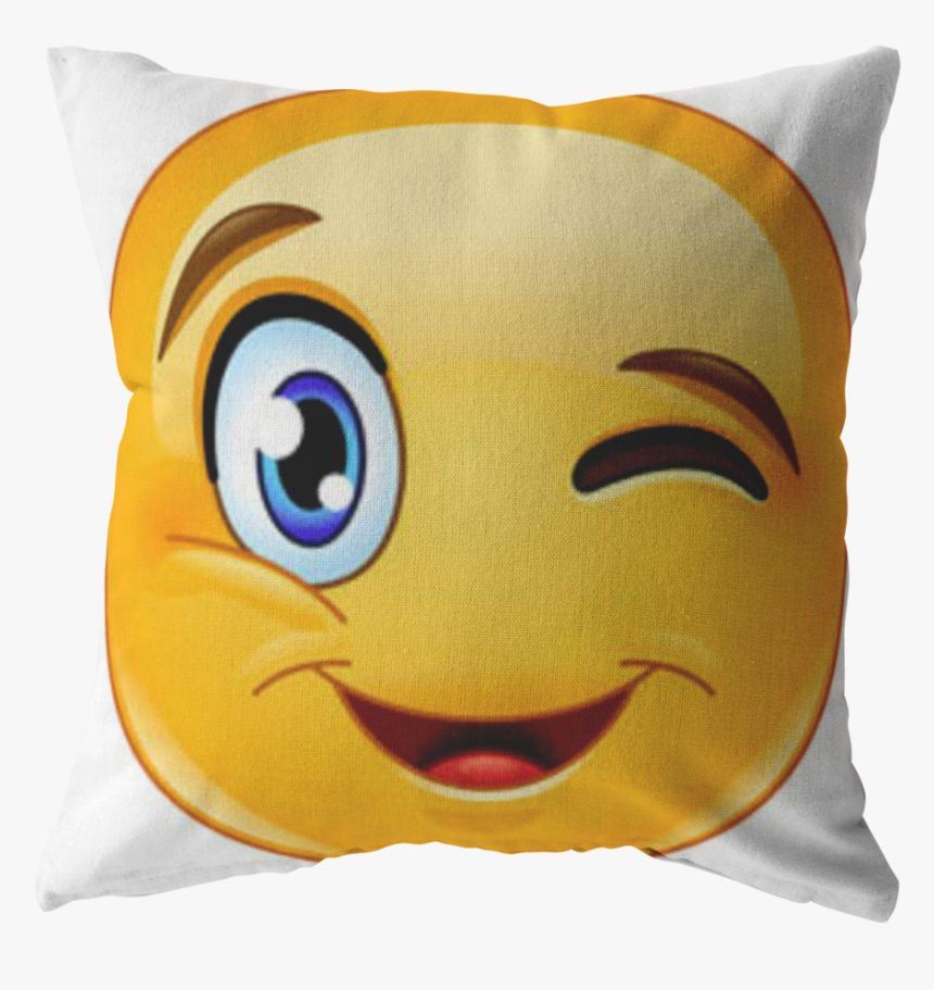 Wink Emoticon Pillow - Transparent Background Emoji Wink, HD Png Download, Free Download