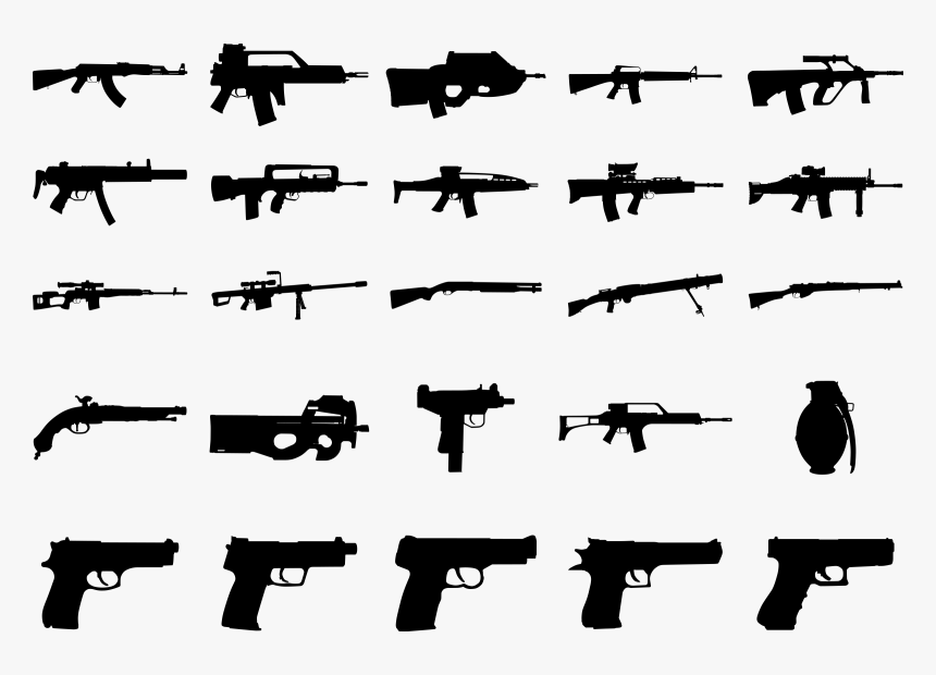 Guns Pack Icons Png - Gun Silhouettes, Transparent Png, Free Download