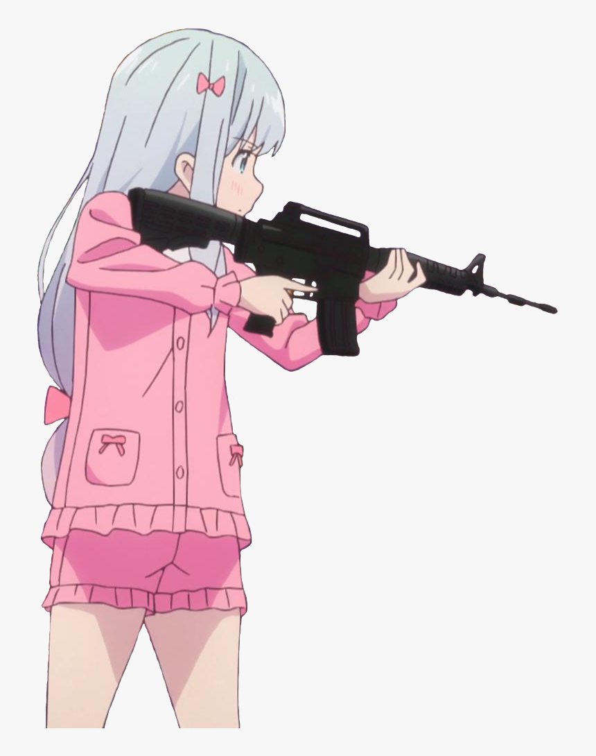 Cute Anime Girl Holding Gun gambar ke 2
