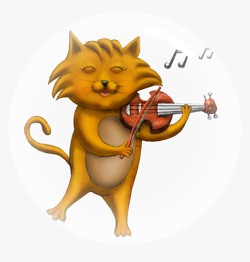 Classical Clipart Small Violin - Cat Playing Fiddle Clipart, HD Png Download, Free Download