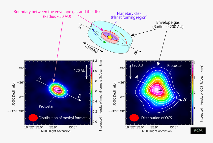 Illustration Of Infalling Gas Around The Protostar - Molecules In Protoplanetary Disk, HD Png Download, Free Download