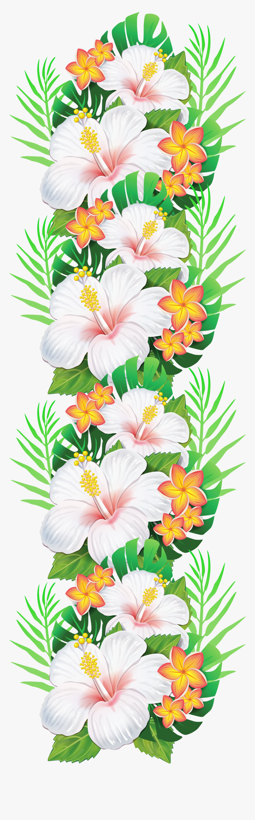 White Exotic Flowers Decoration - Tropical Flowers Border Transparent, HD Png Download, Free Download