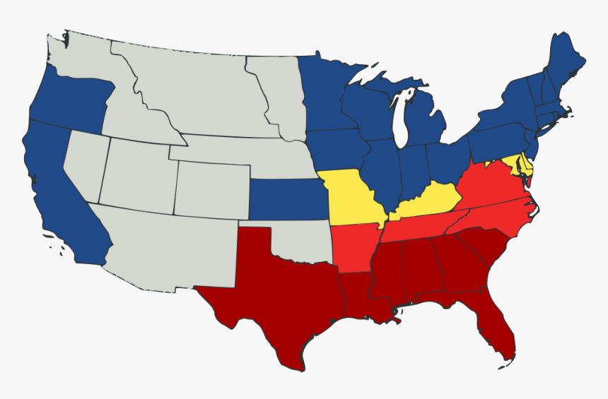Us Secession Map - Civil War Map In 1861, HD Png Download, Free Download