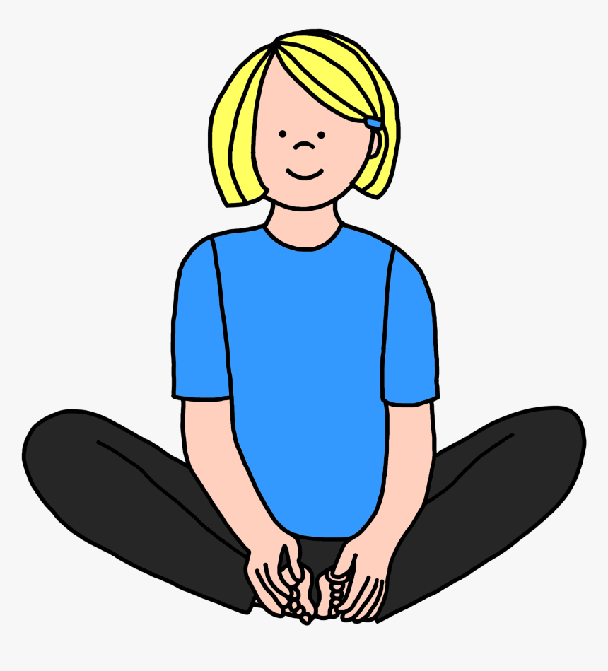 Cartoon Girl Sitting In A Yoga Butterfly Pose Clipart, HD Png Download, Free Download