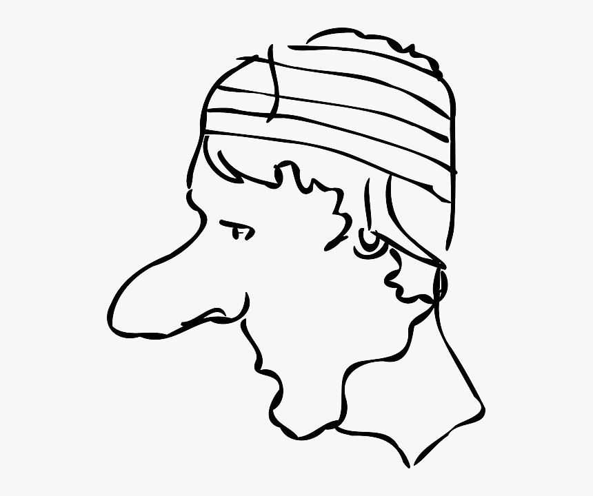 Head, Black, Outline, White, Cartoon, Bandage, Bandaged - Drawing Of Head Bandage, HD Png Download, Free Download