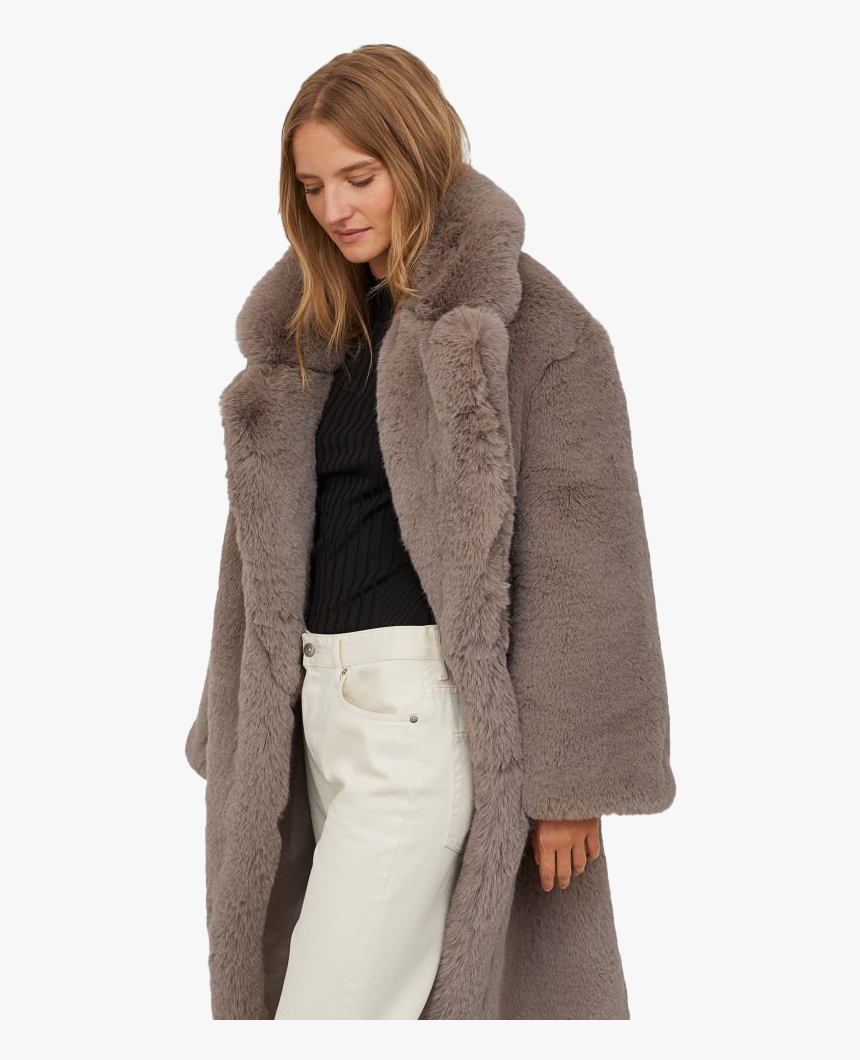 Fur Coat Png Free Image - H&m Grey Faux Fur Coat, Transparent Png, Free Download