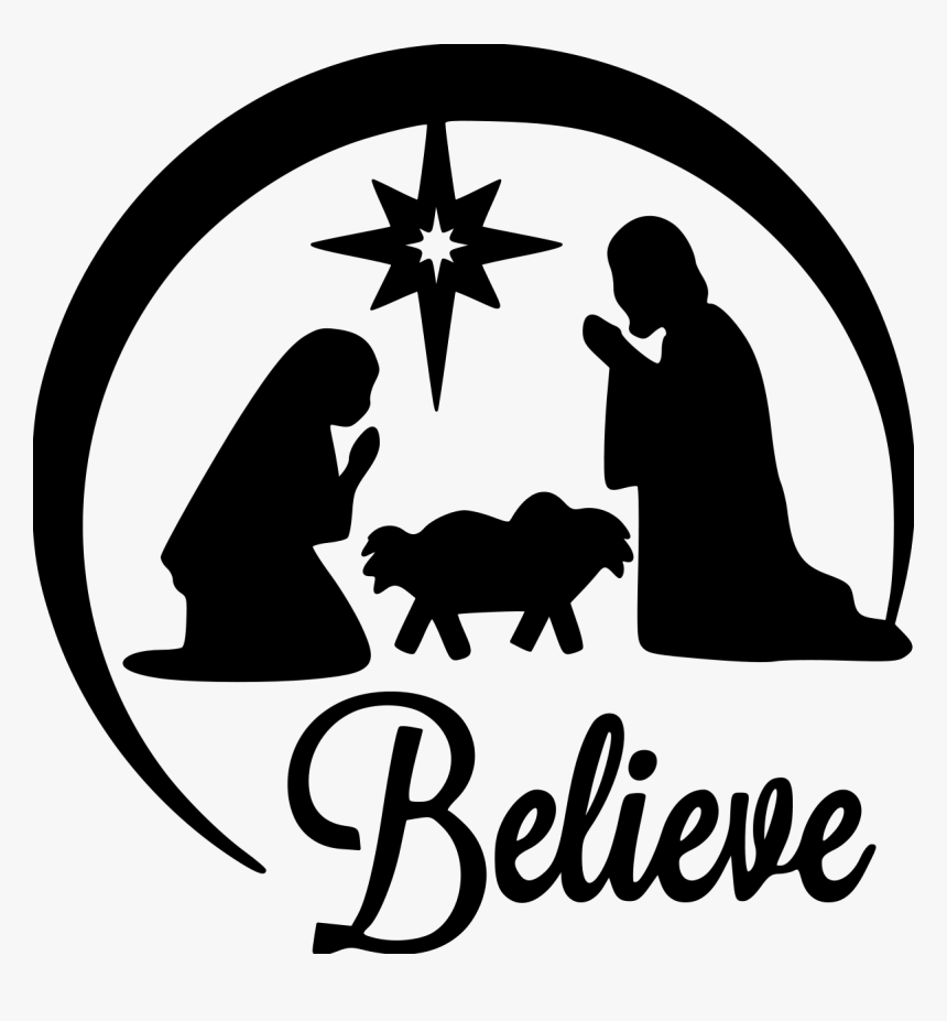 Transparent Christmas Scene Clipart - Nativity Scene Clipart Black And White, HD Png Download, Free Download