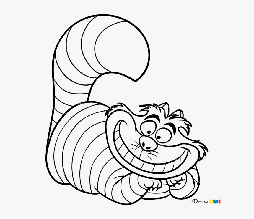 How To Draw Cheshire Cat 2, Alice In Wonderland - Cartoon Drawing Cheshire Cat, HD Png Download, Free Download