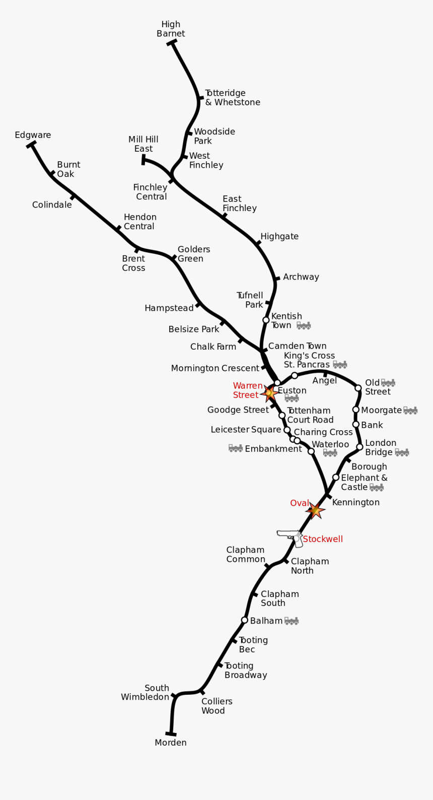 Black Line On Underground Map London Underground Map Northern Line, Hd Png Download - Kindpng