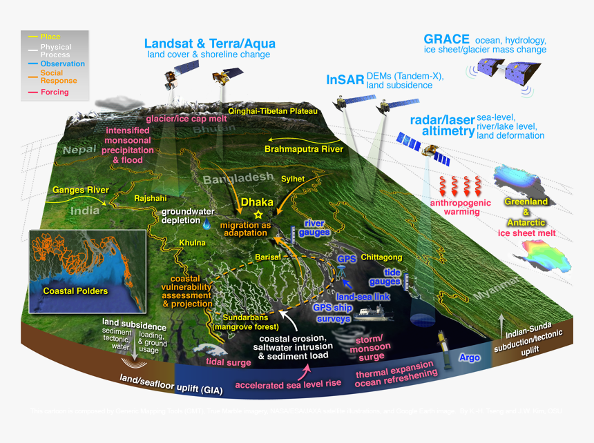 Maps Of Sea Level Rise Bangladesh, HD Png Download, Free Download