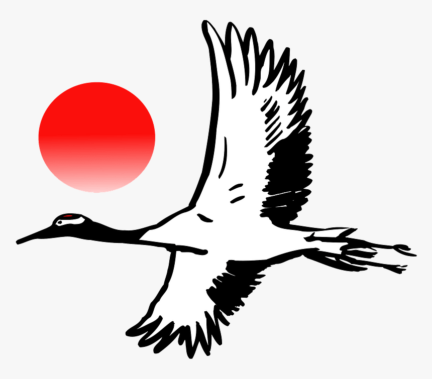 Crane Bird Sunrise Clipart - フリー 素材 新年 鶴, HD Png Download, Free Download