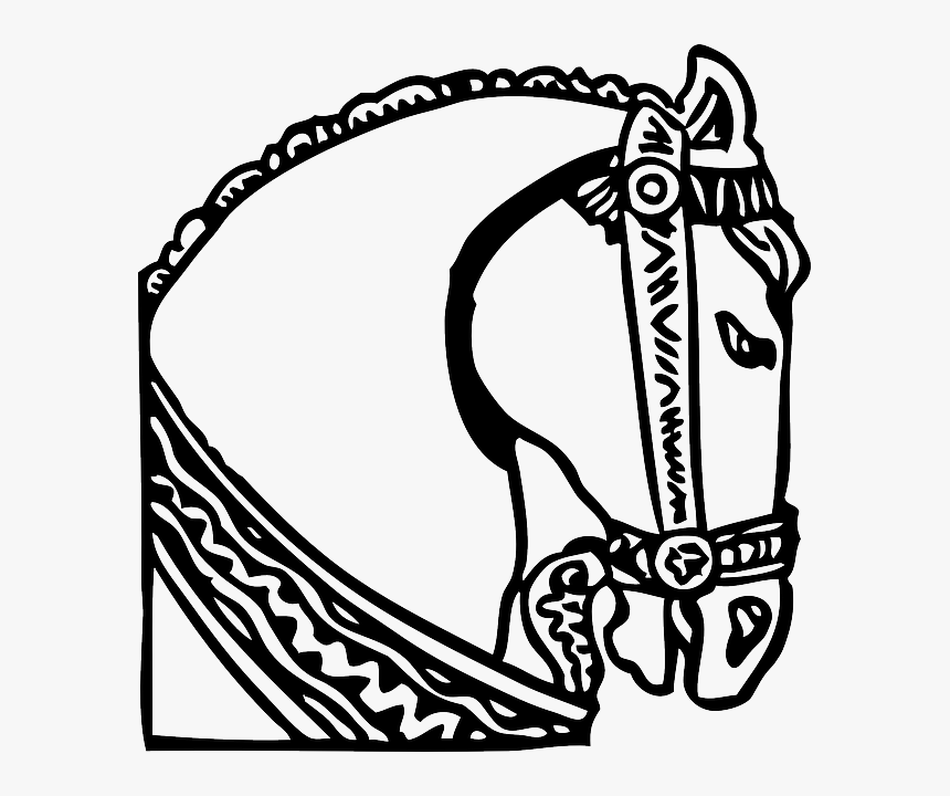 Head, Decorated, Silhouette, Cartoon, Horse, Heads - Horse Head Clip Art, HD Png Download, Free Download
