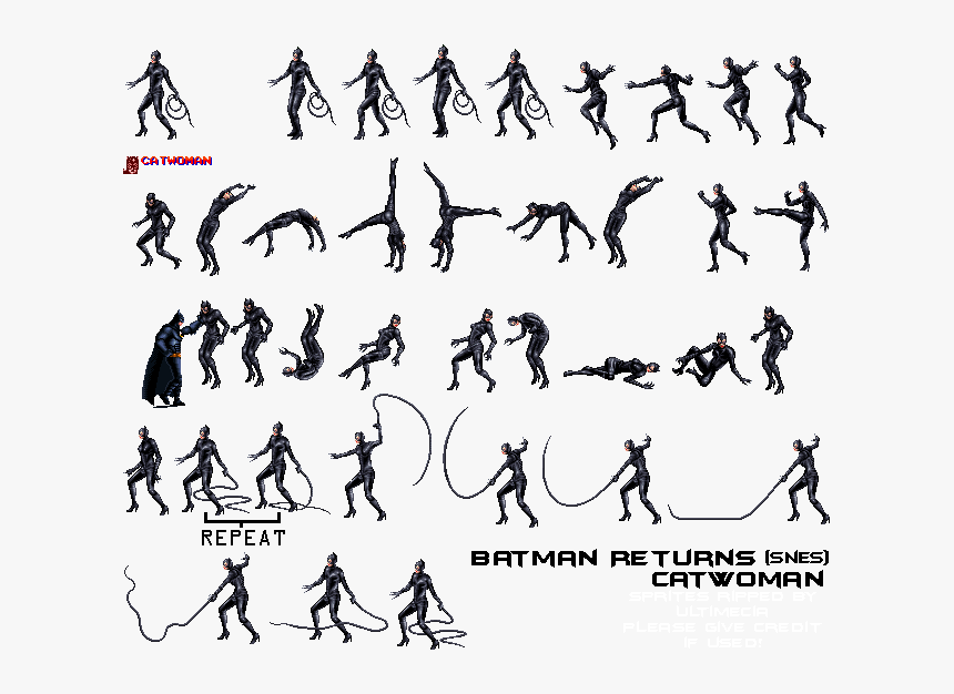 Batman Sprite Png - Batman Returns Snes Catwoman, Transparent Png - kindpng