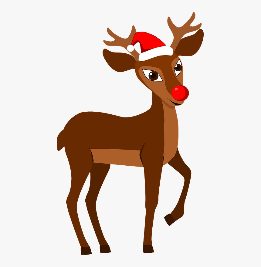 Red Nosed Christmas Reindeer Rudolph Clipart - Cartoon, HD Png Download, Free Download
