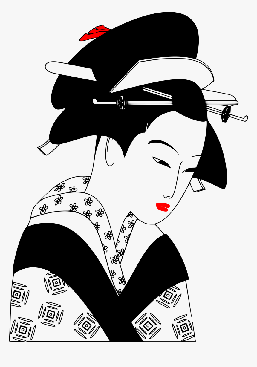 Japan Woman Black And White Clip Arts - Japanese Black And White Clipart, HD Png Download, Free Download