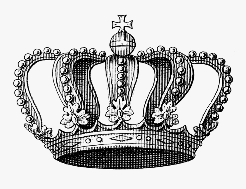 Black And White Clipart Of Male Crown Image Crown Vintage - Vintage Crown Clip Art, HD Png Download, Free Download