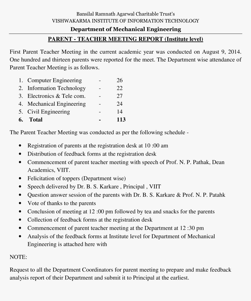 Parent Teacher Meeting Report, HD Png Download, Free Download