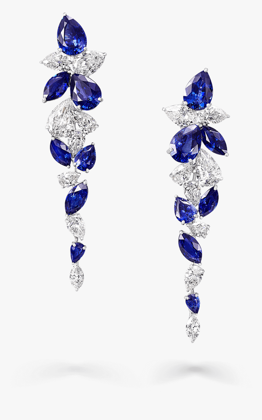 Graff High Jewellery Foliage Sapphire And Diamond Earrings - Earrings, HD Png Download, Free Download