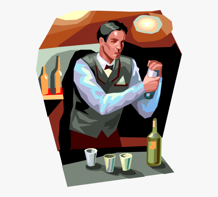 Bartender Vector Cartoon - Illustration, HD Png Download, Free Download