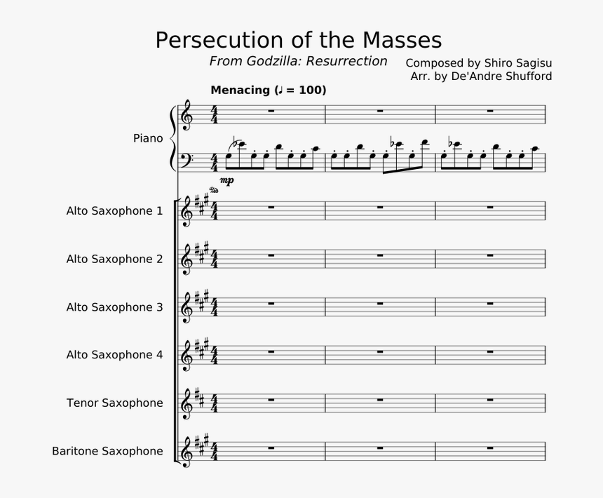 Persecution Of The Masses Sheet Music For Piano, Alto - 後繼 者 鋼琴 譜, HD Png Download, Free Download