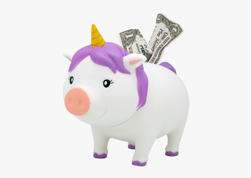 Lilalu Biggys Piggy Bank Unicorn White Left Half - Piggy Bank, HD Png Download, Free Download