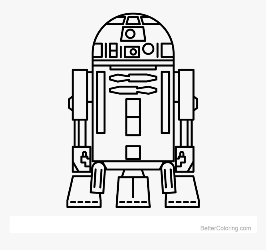 R2d2 Coloring Page Clipart , Png Download - Line Art, Transparent Png, Free Download