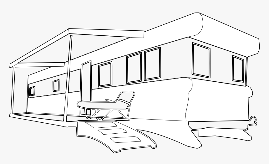 Mobile Home Clip Art Outline Best And House Sketch - Mobile Home Clipart, HD Png Download, Free Download