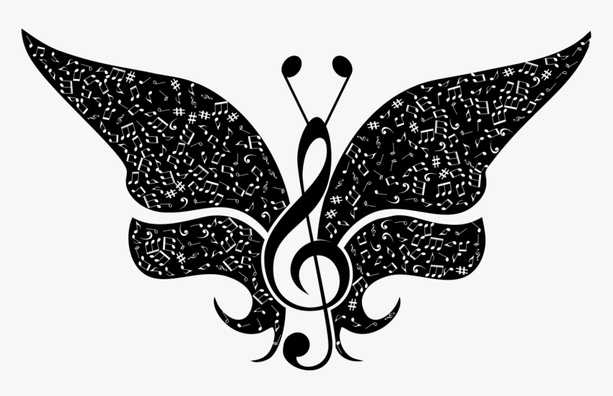 Transparent Butterfly Silhouette Png - Treble Clef Butterfly, Png Download, Free Download