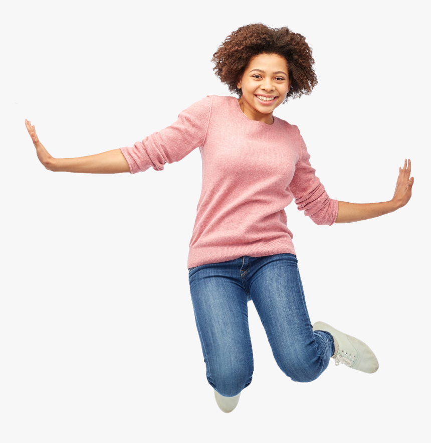 Transparent Young Girl Png - Young African American Jumping, Png Download, Free Download