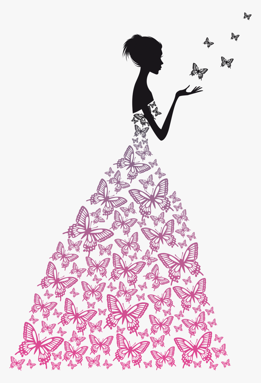 Butterfly Silhouette Photography Figures Dress Drawing, HD Png Download, Free Download