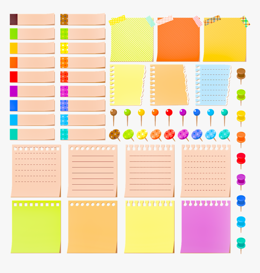 Note Paper Post It Push Pins Free Photo - Post It Goodnotes Free, HD Png Download, Free Download