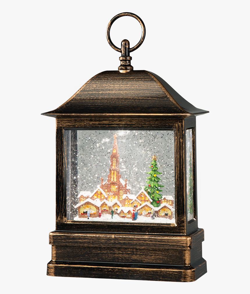 Led Snow Lantern "church And Christmas Market", 25cm - Santa Claus, HD Png Download, Free Download