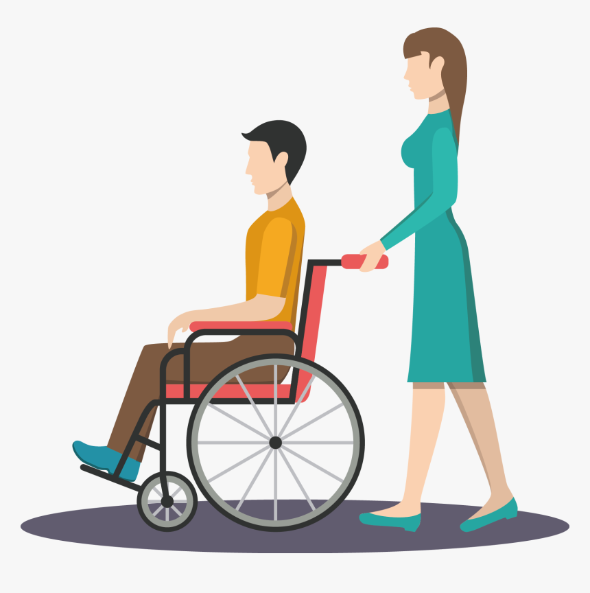 Wheelchair Nursing Clip Art - Empujar Silla De Ruedas, HD Png Download, Free Download