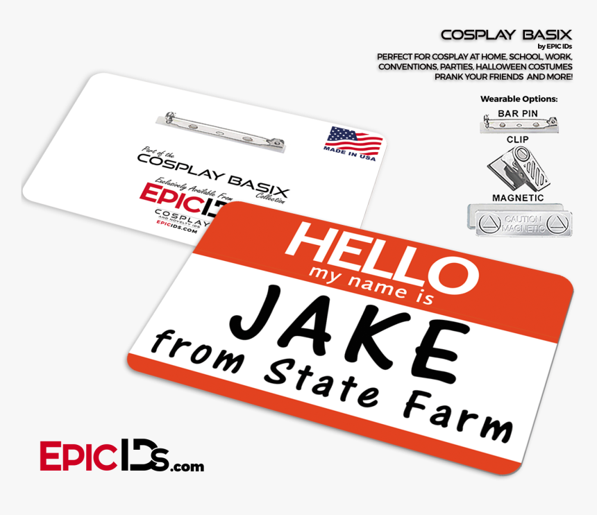 Jake From State Farm Cosplay Id Badge - Printing, HD Png Download, Free Download