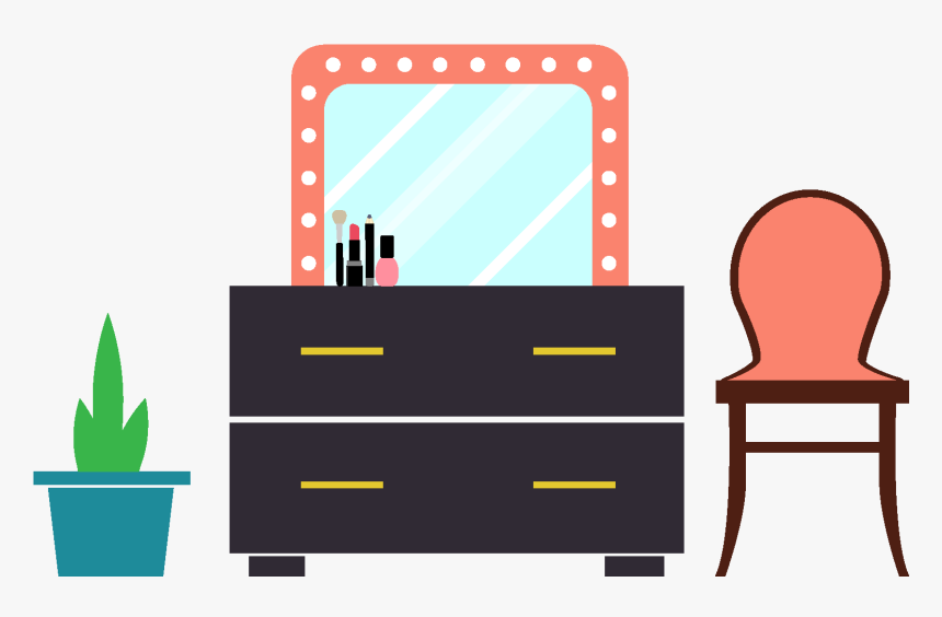 Vector Hand Drawn Simple Dressing Table With Potted - Chest Of Drawers, HD Png Download, Free Download