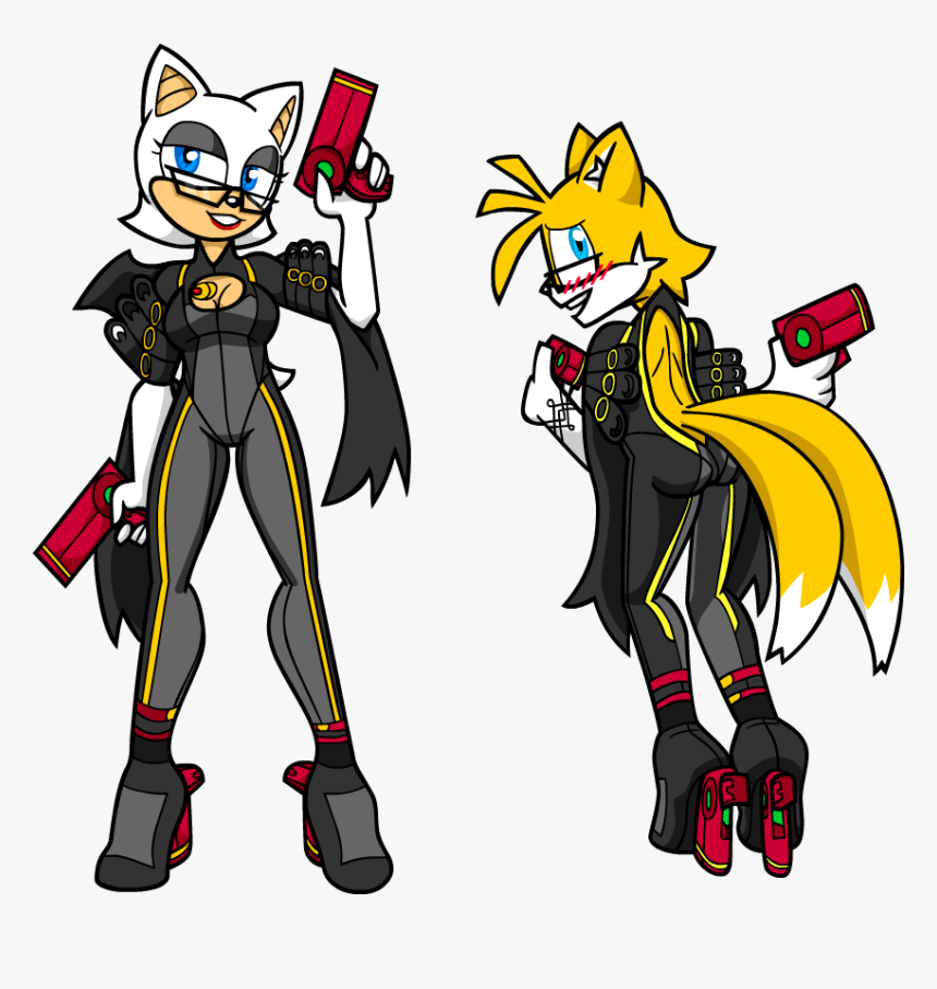 Rouge And Tails As Bayonetta - Tails In Rouge's Outfit, HD Png Download, Free Download