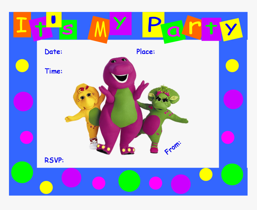 Download Barney Birthday Edible Image Photo 1/4 Quarter - Barney Birthday Invitations Template, HD Png Download, Free Download