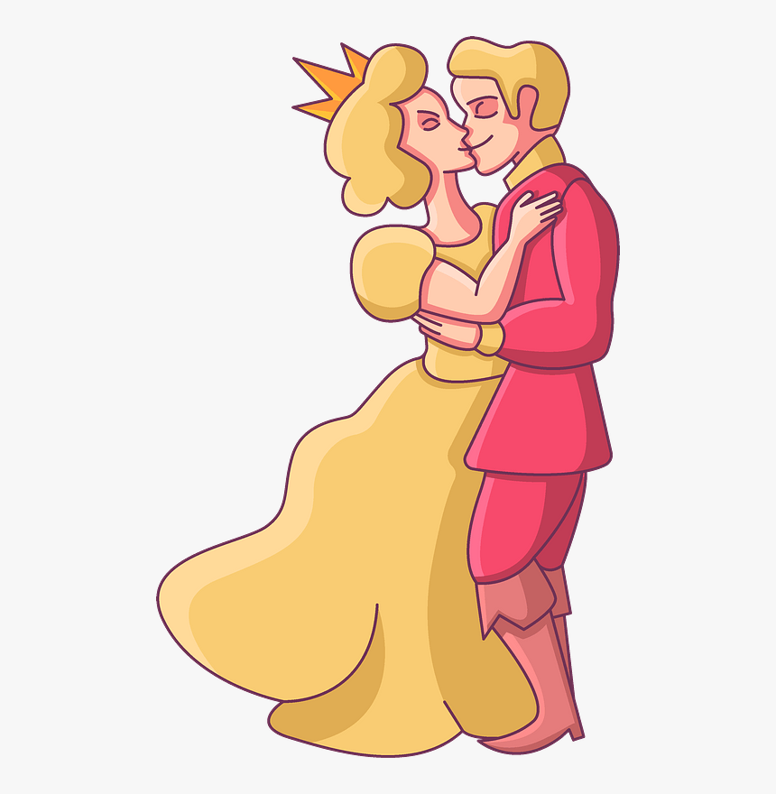 Prince And Princess Kissing Clipart - Cartoon, HD Png Download, Free Download