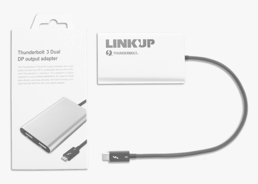 [certified] Linkup 2019 Thunderbolt 3 To Dual Displayport - Usb Cable, HD Png Download, Free Download