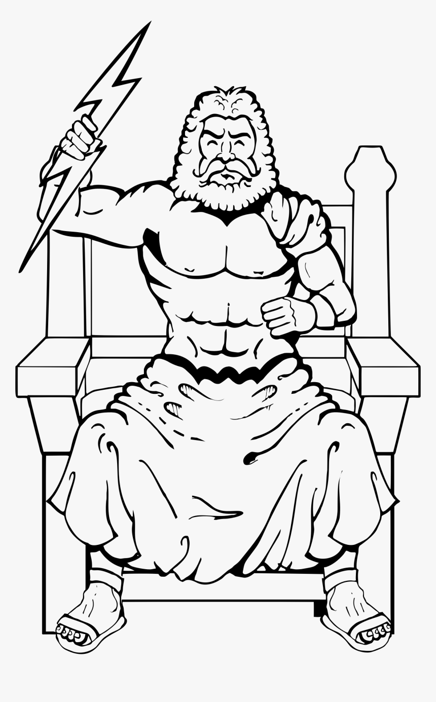 Zeus With Thunderbolt Drawing , Png Download - Desenho De Mitologia Grega, Transparent Png, Free Download