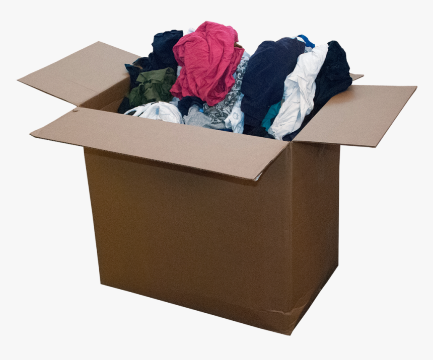 Cardboard Box Filled With Clothes , Png Download - Cardboard Box With Clothes, Transparent Png, Free Download