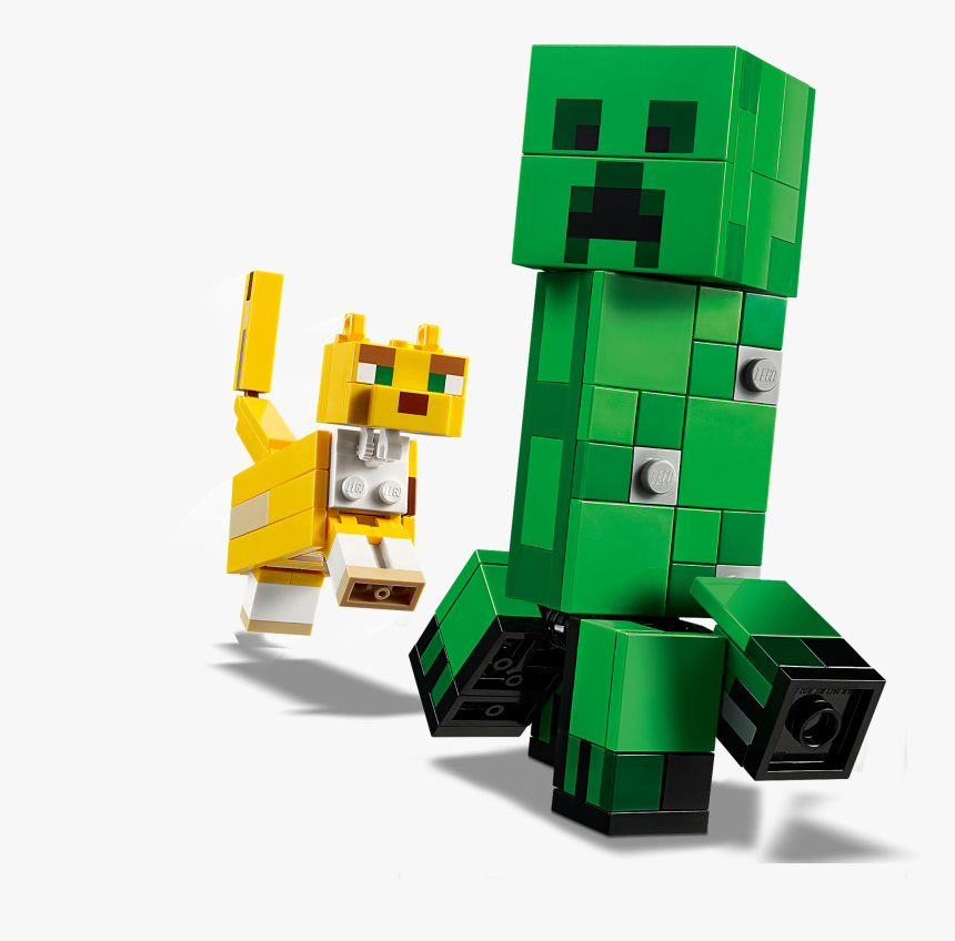Lego Minecraft Bigfig Creeper And Ocelot, HD Png Download, Free Download