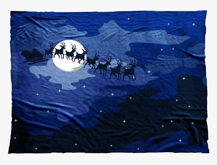 Santa"s Sleigh Flying Against A Blue Night Sky - Herd, HD Png Download, Free Download