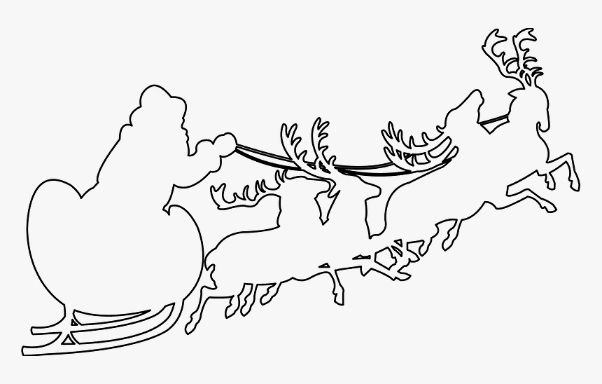 Santa Sleigh Outline, HD Png Download, Free Download