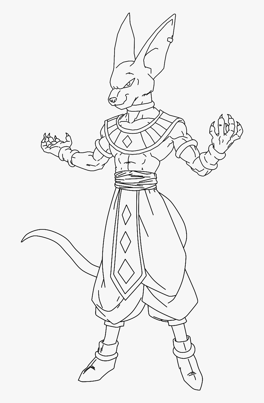 Beerus Lineart By Nassif - Beerus Drawing Step By Step, HD Png Download, Free Download