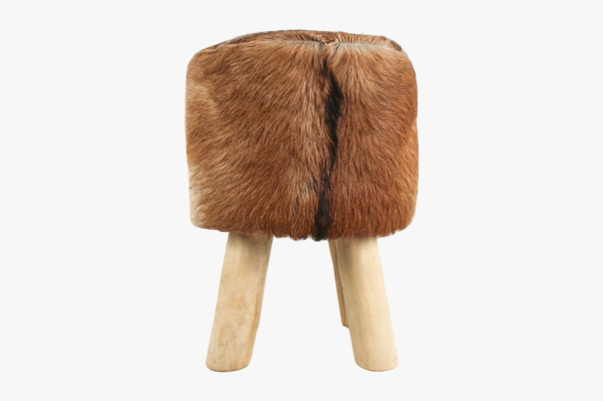 Pouf Round - Natural - Goatskin - Bar Stool, HD Png Download, Free Download